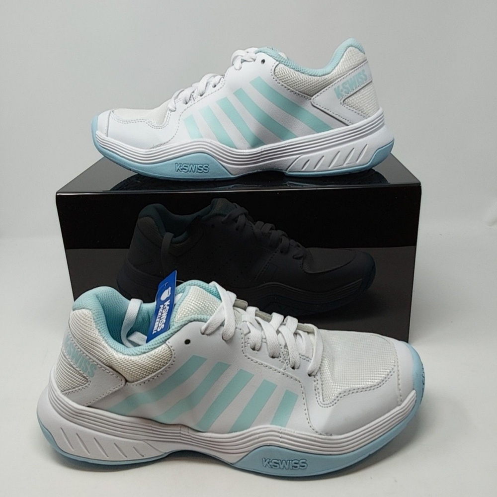 K-Swiss Shoes Womens Size 9 White Blue Pickleball Court Sneakers 98552-175